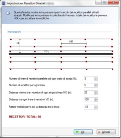 MMS Caline - impostazione recettori stradali